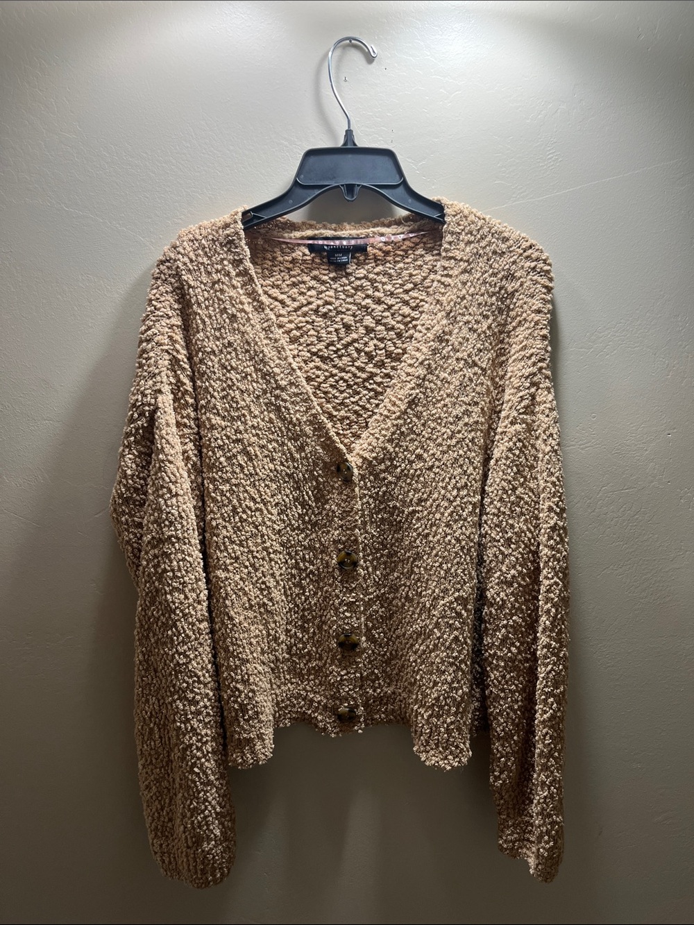 Textured Button-Front Cardigan Sweater - Camel